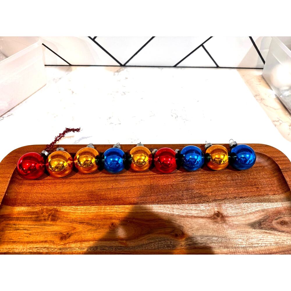 vintage miniature glass ball Christmas ornaments x9 mid-century Americana 40-60s